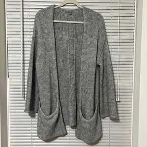 aerie Open-Front Gray Knit Cardigan with Pockets